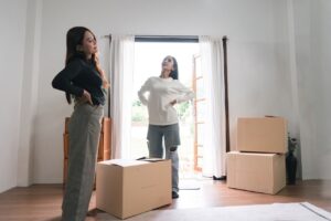 two girls being evicted